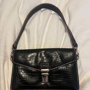 Lodis Black Croc-Embossed Leather Shoulder Bag - Classic Women's Handbag